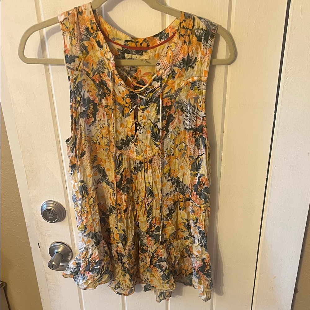 Anthropologie Floral Sleeveless Top